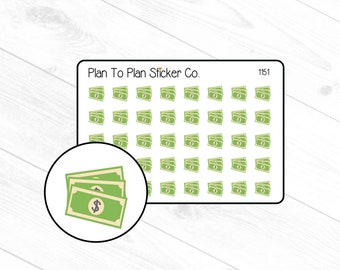 1151~~Single Dollar Bill Money Payday Planner Stickers.