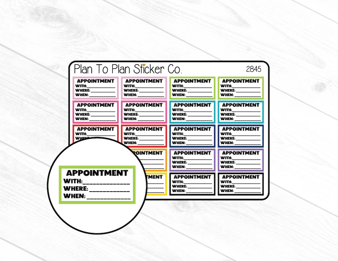 2845~~appointment Box Planner Stickers. - Etsy