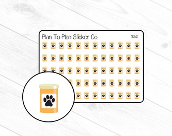 1052~~ Pet Medication Reminder Planner Stickers.