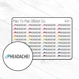 1638~~Headache/Migraine Tracker Planner Stickers. 1638-1 HEADACHE!