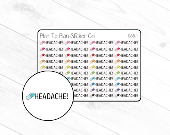1638~~Headache/Migraine Tracker Planner Stickers.