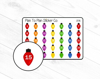 2016~~Christmas Light Date Covers Planner Stickers.