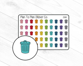 2580~~Trash Cans Planner Stickers.