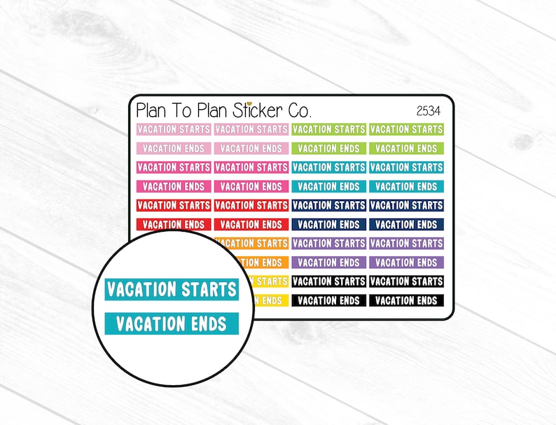 2534Vacation Starts/Vacation Ends Planner Stickers. image 1