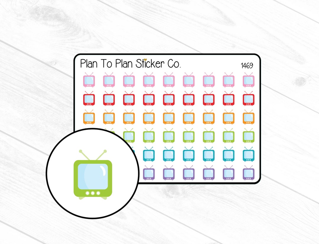 1469~~television TV Tracker Planner Stickers. - Etsy