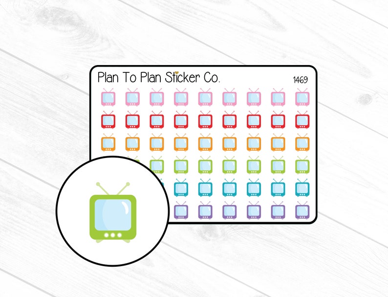 1469Television TV Tracker Planner Stickers. image 1