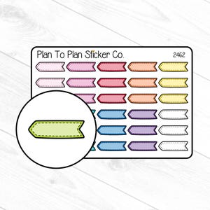 May include: A sheet of colorful planner stickers with a variety of shapes and sizes. The stickers are arranged in rows and columns, and they feature a variety of colors, including pink, blue, yellow, and green. The stickers are labeled "Plan To Plan Sticker Co." and "2462".