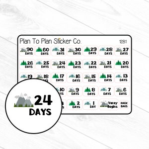1281~~ Mountain Vacation Countdown Planner Stickers.
