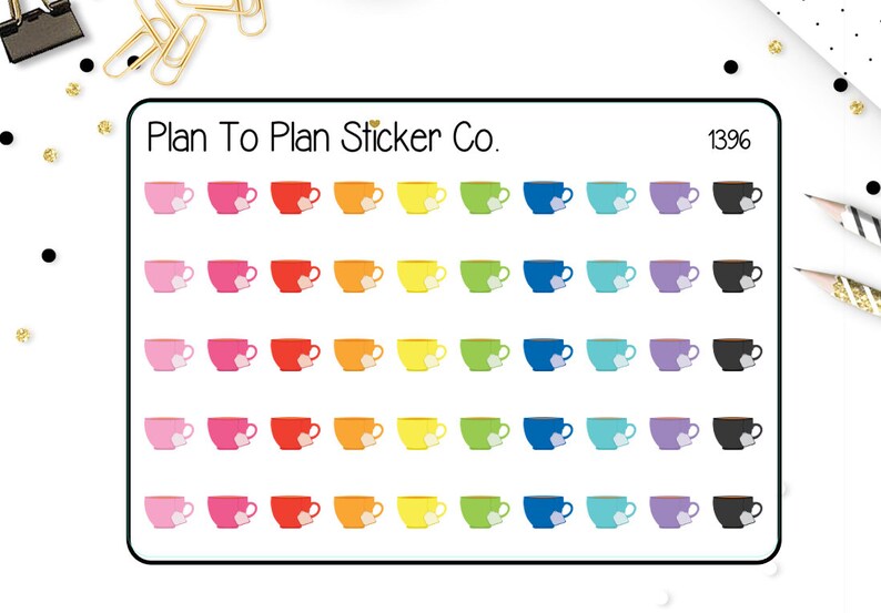 1396 Cup Of Tea Planner Stickers Etsy