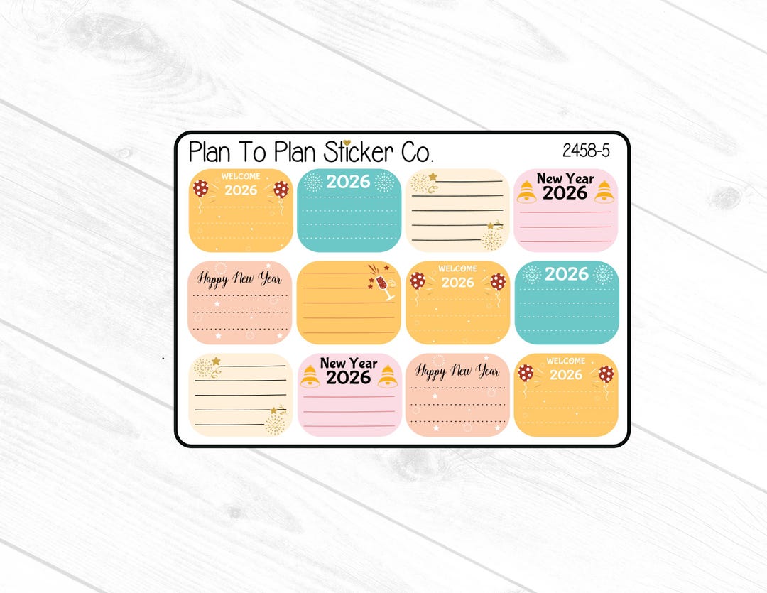 2458-5~~2026 New Years Boxes Planner Stickers - Etsy
