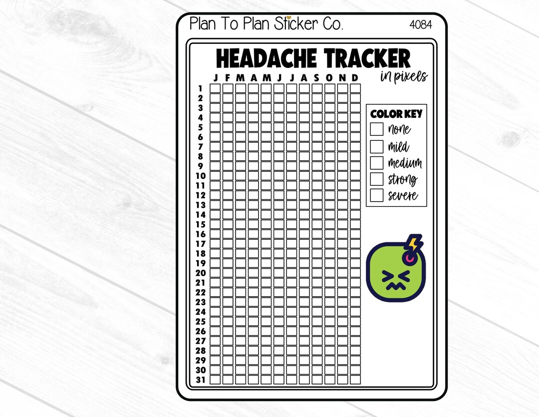 4084~~headache Tracker Planner Stickers. - Etsy