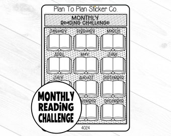4024~~Monthly Reading Challenge Planner Stickers.
