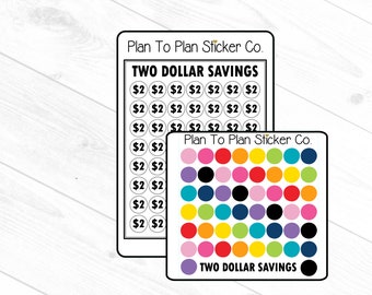 2450-2~~Two Dollar Savings Tracker Planner Stickers.