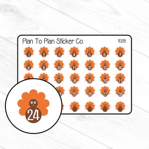 1028~~Turkey Thanksgiving Date Covers Planner Stickers.