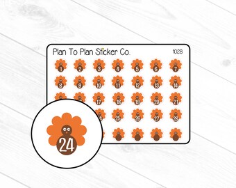 1028~~Turkey Thanksgiving Date Covers Planner Stickers.