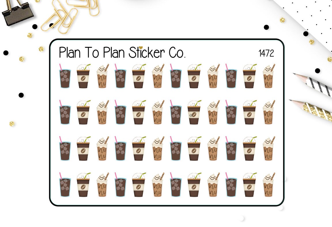 1472iced Coffee Drinks Planner Stickers. - Etsy