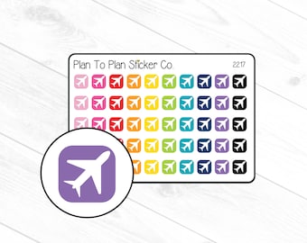 2217~~Airplane Square Trackers Planner Stickers.