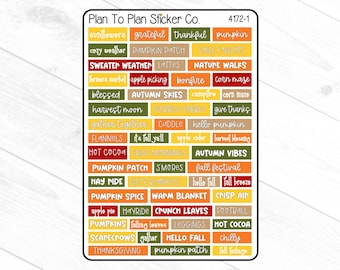 4172-1~~ Fall Word Strips Planner Stickers.