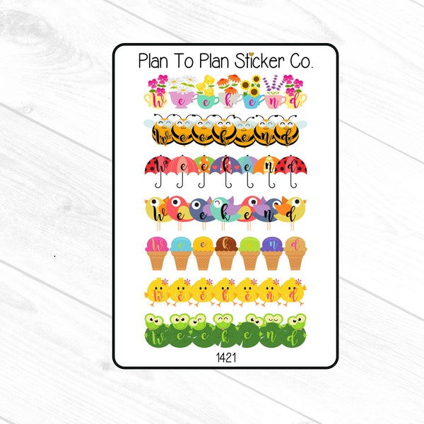 1421~~Spring Time Weekend Banners Planner Stickers.