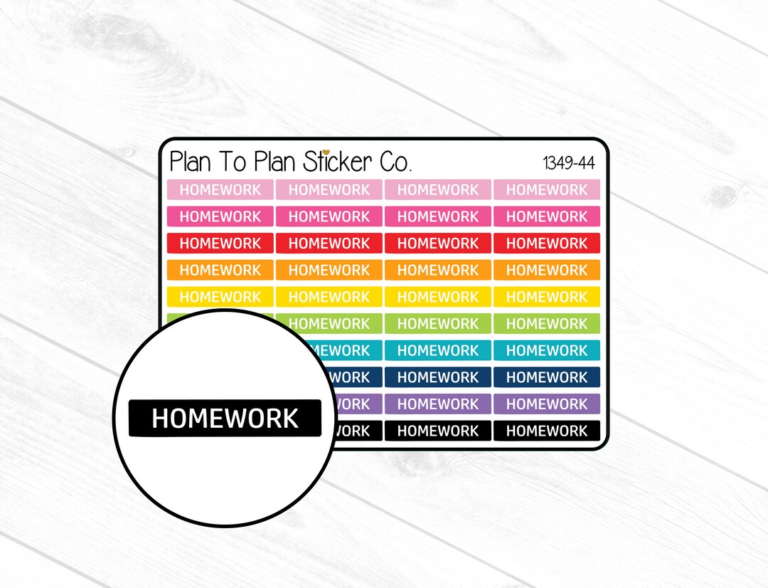 Homework Header Label 1349-44~~homework Header/dividers Planner Stickers - Etsy