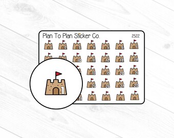 2522~~Sandcastle Date Cover Planner Stickers.
