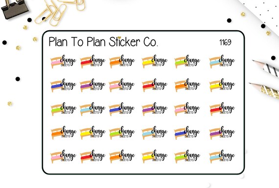 1169 Change The Bed Sheets Planner Stickers. | Etsy