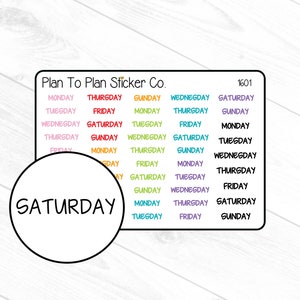 1601~~Days of the Week Script Planner Stickers.