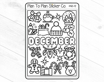 4165-12~~December Coloring Doodles Planner Stickers.