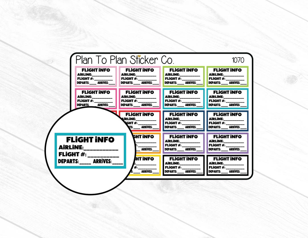 1070~~flight Info Tracker Planner Stickers. - Etsy