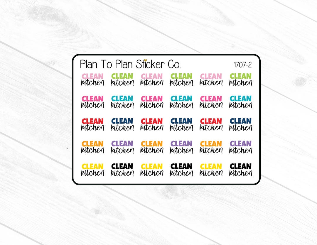 1707-2~~clean Kitchen Planner Stickers. - Etsy