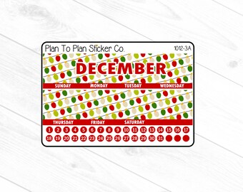 1012-3C~~December 8.5X11 Monthly View Planner Stickers.