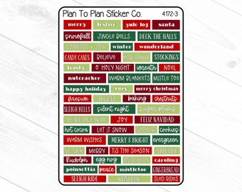 4172-3~~Christmas Word Strips Planner Stickers.