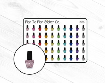 2058~~Glitter Nail Polish Planner Stickers.