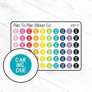 2007-11~~Car Ins. Due Dots Planner Stickers.