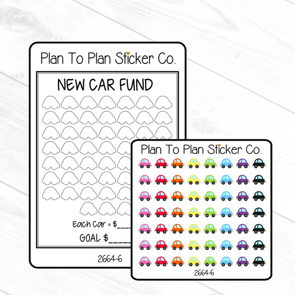 2664-6~~New Car Fund Savings Plan Planner Stickers.