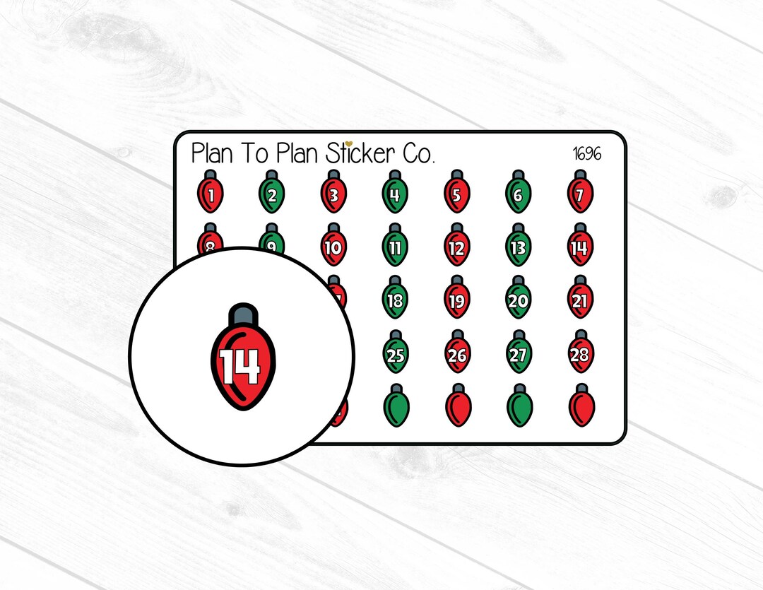 1696~~christmas Light Date Covers Planner Stickers. - Etsy