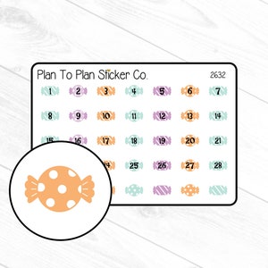 2632~~Halloween Candy Date Covers Planner Stickers.