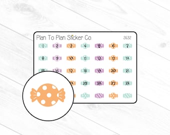 2632~~Halloween Candy Date Covers Planner Stickers.