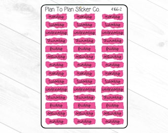 4166-2~~Days of the Week (Dark Pink) Planner Stickers.