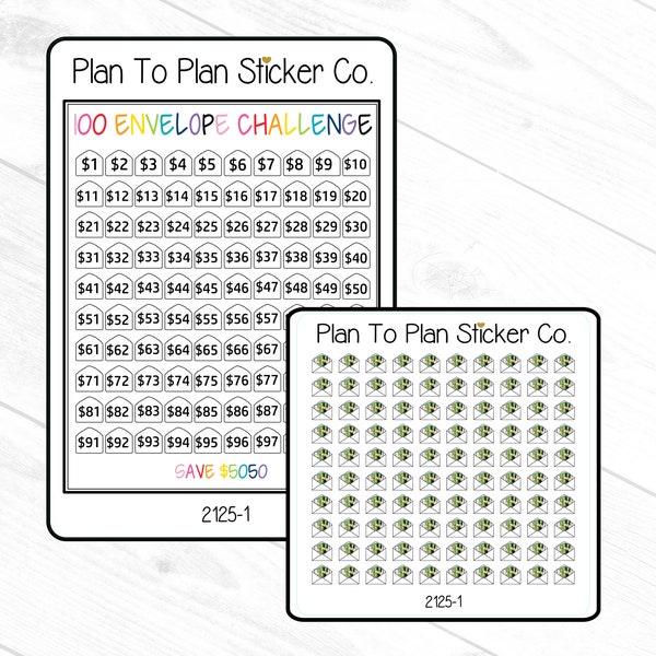 100 Envelope Challenge Stickers Etsy