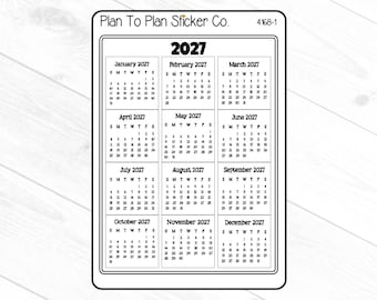 4168-1~~2027 Monthly Calendars  Planner Stickers.
