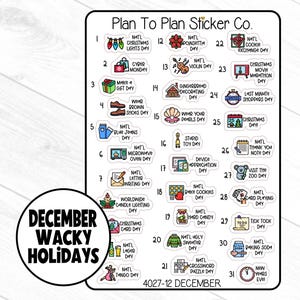4027-12~~December Wacky Holidays Planner Stickers.