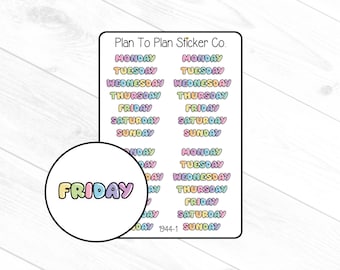 1944-1~~Days of the Week Script Planner Stickers.