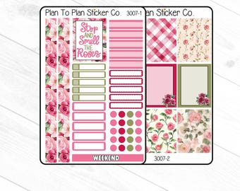 3007~~Roses 6 PG. Weekly Kit Planner Stickers.