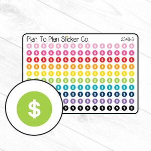 2348-3~~Dollar Sign Tiny Icons Planner Stickers.