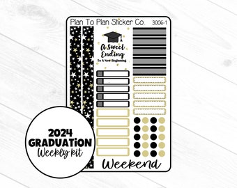 3006~~2024 Graduation 6 PG. Weekly Kit Planner Stickers.
