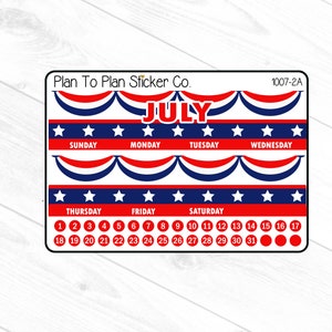 1007-2C~~July 8.5X11 Monthly View Planner Stickers.