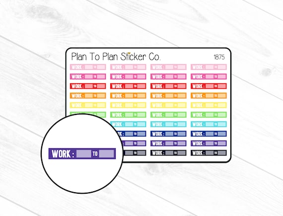 1875~~Work Schedule Quarter Box Planner Stickers.