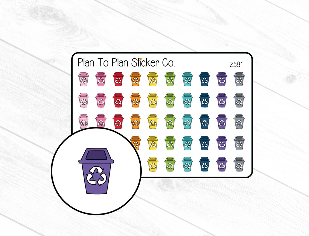 2581~~recycle Cans Planner Stickers. - Etsy