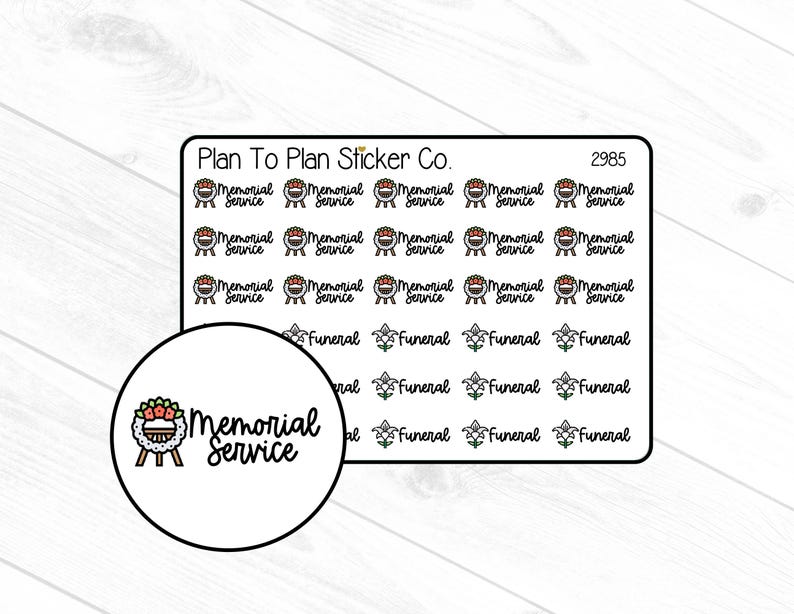 2985~~memorial/funeral Planner Stickers. - Etsy